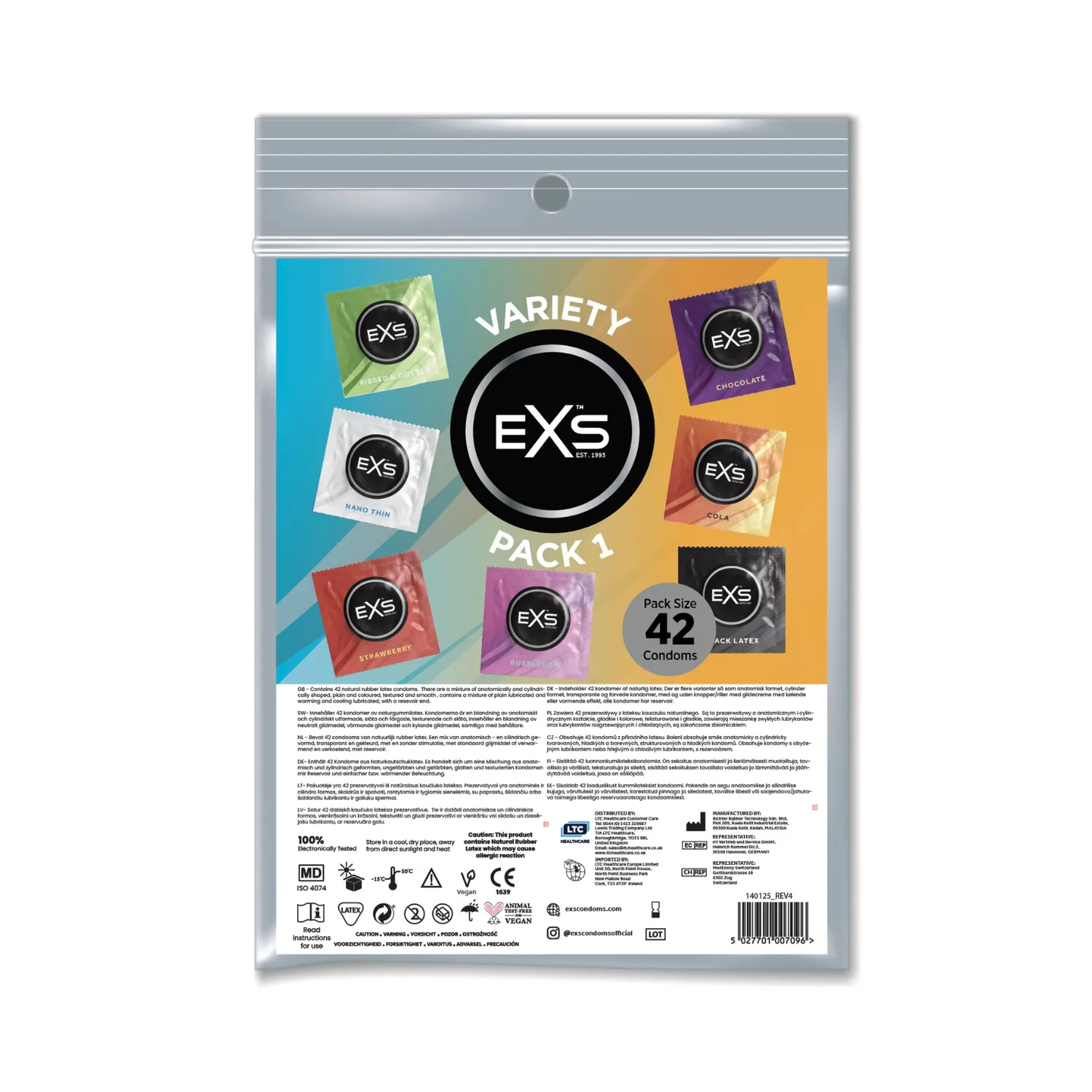 EXS Variety Pack 1 préservatifs assortis x48 fins et parfumés