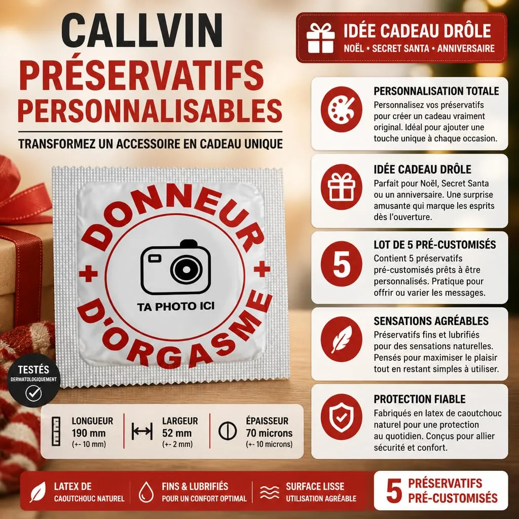 Callvin Personnalisables préservatifs personnalisés lot de 5 lubrifiés