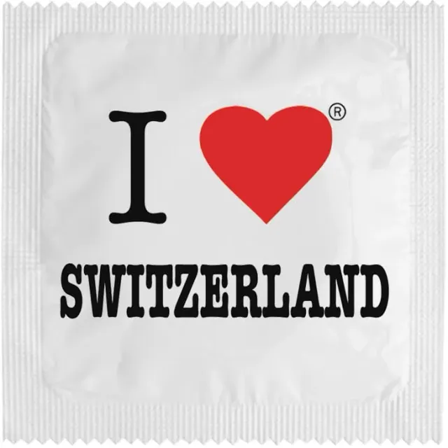 Callvin Suisse I Love Switzerland préservatif Blanc latex fin