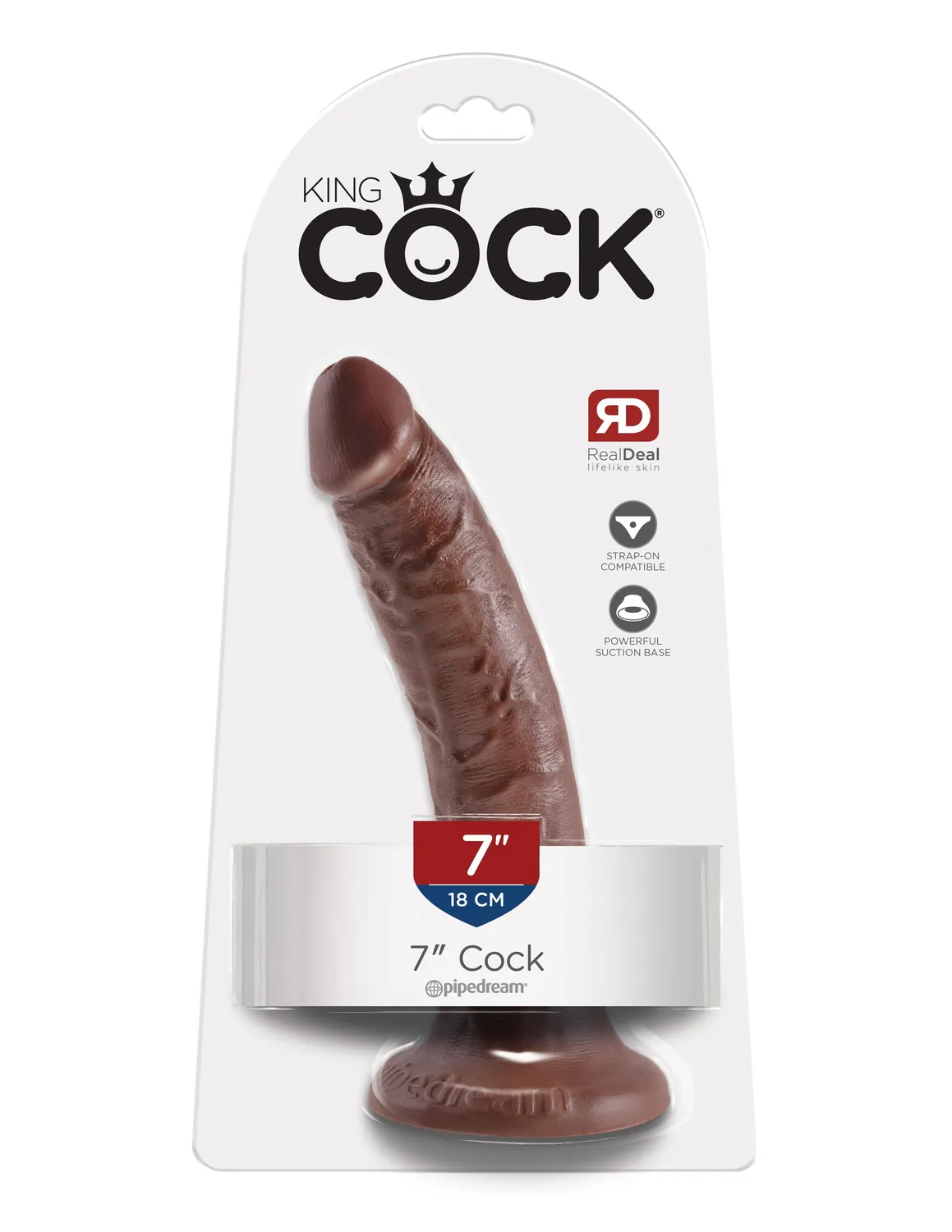 King Cock 7" gode réaliste marron compact
