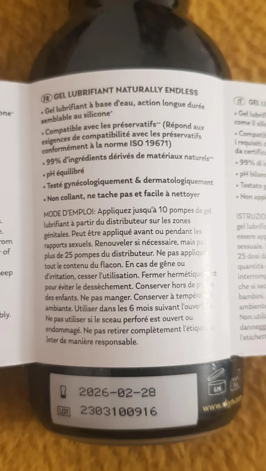 SKYN Naturally Endless lubrifiant 100 ml sans parfum naturel