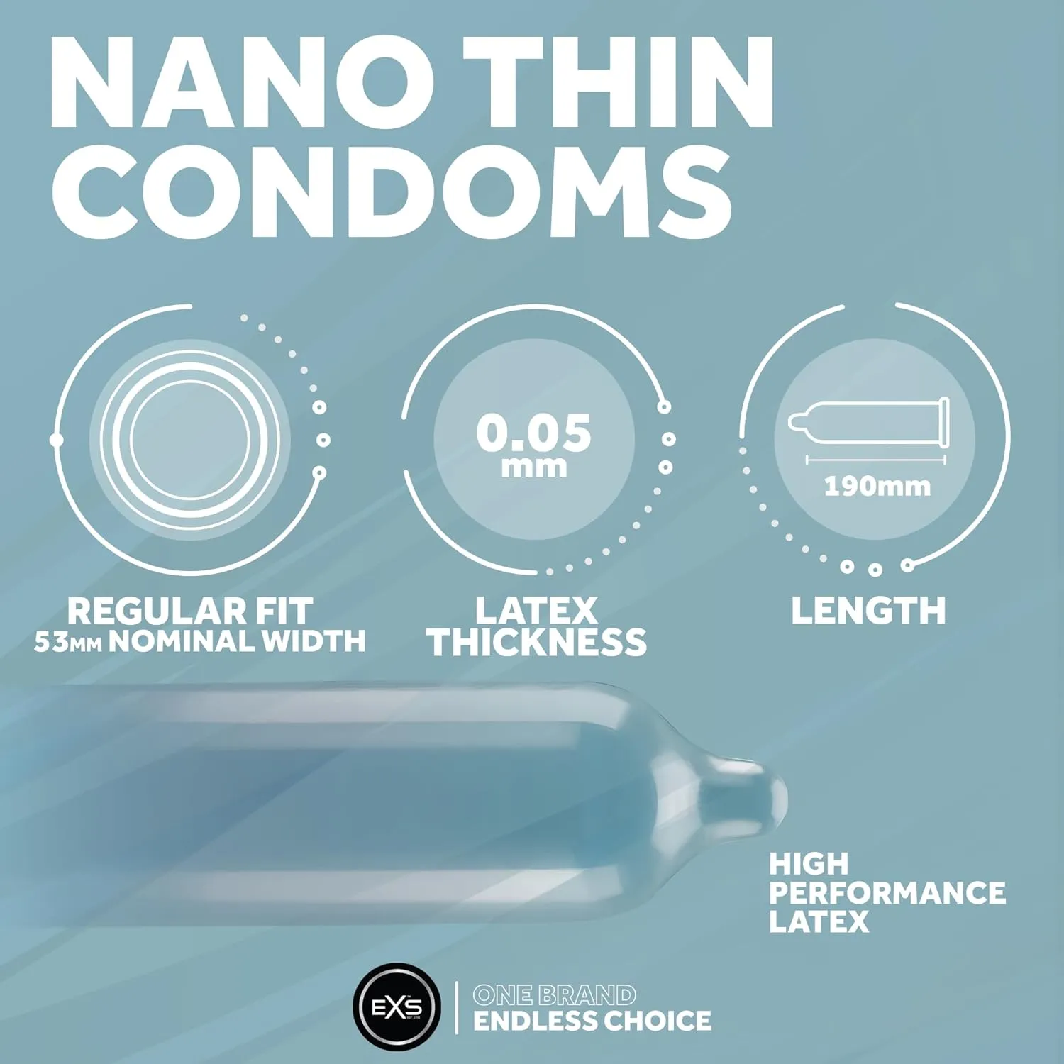 EXS Nano Thin préservatifs fins 53mm latex x12