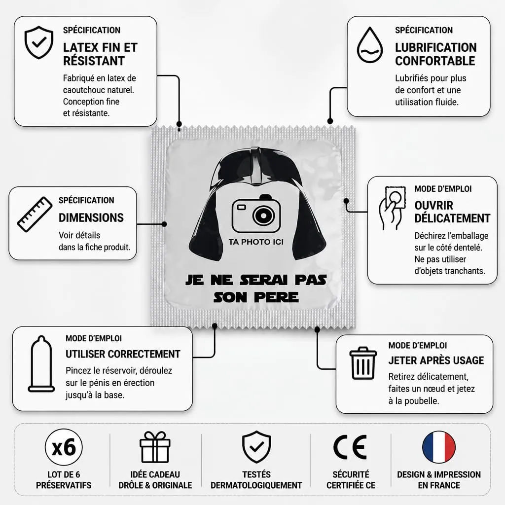 Callvin Darkapote préservatifs personnalisables lot de 6 lubrifiés