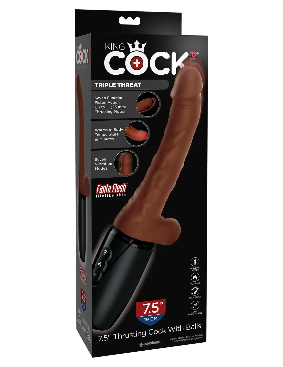 King Cock Plus 7.5" gode vibrant chauffant thrusting