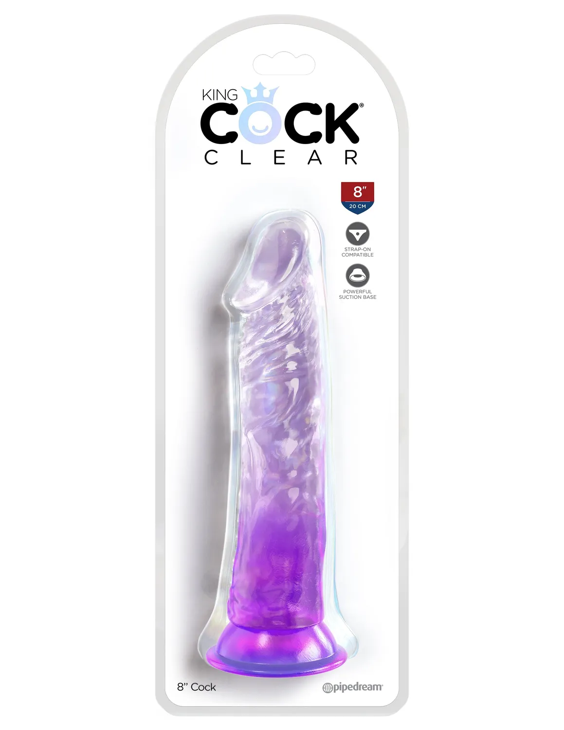 King Cock Clear 8" gode translucide violet
