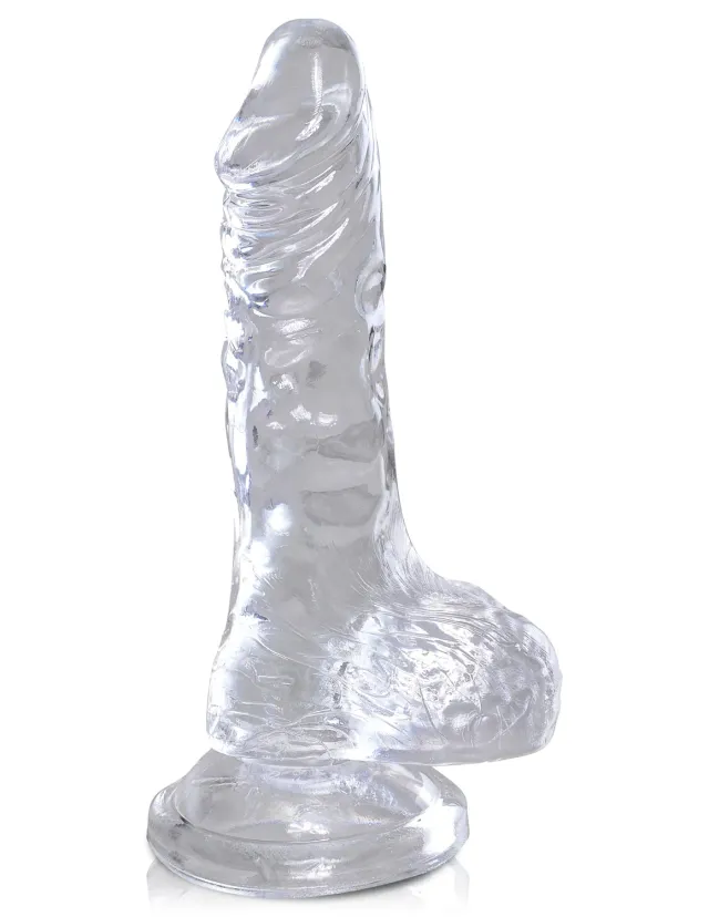 King Cock Clear 4" Cock with Balls gode transparent souple