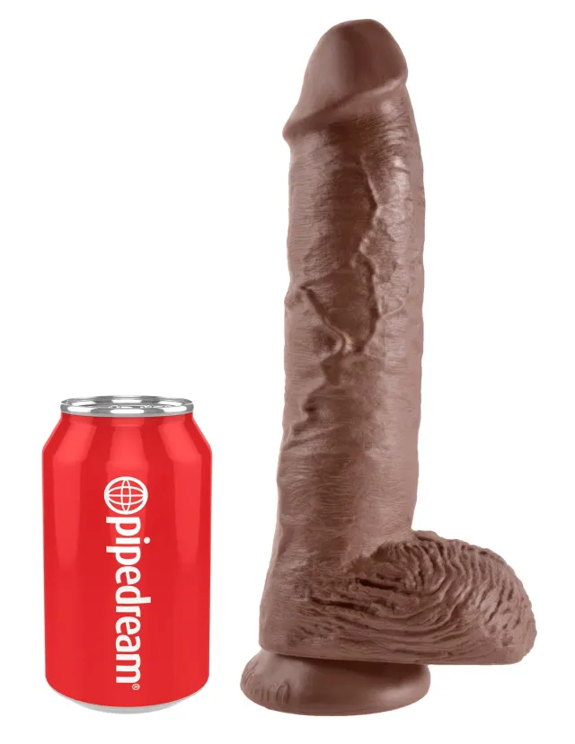 King Cock 10" Cock with Balls gode marron grand