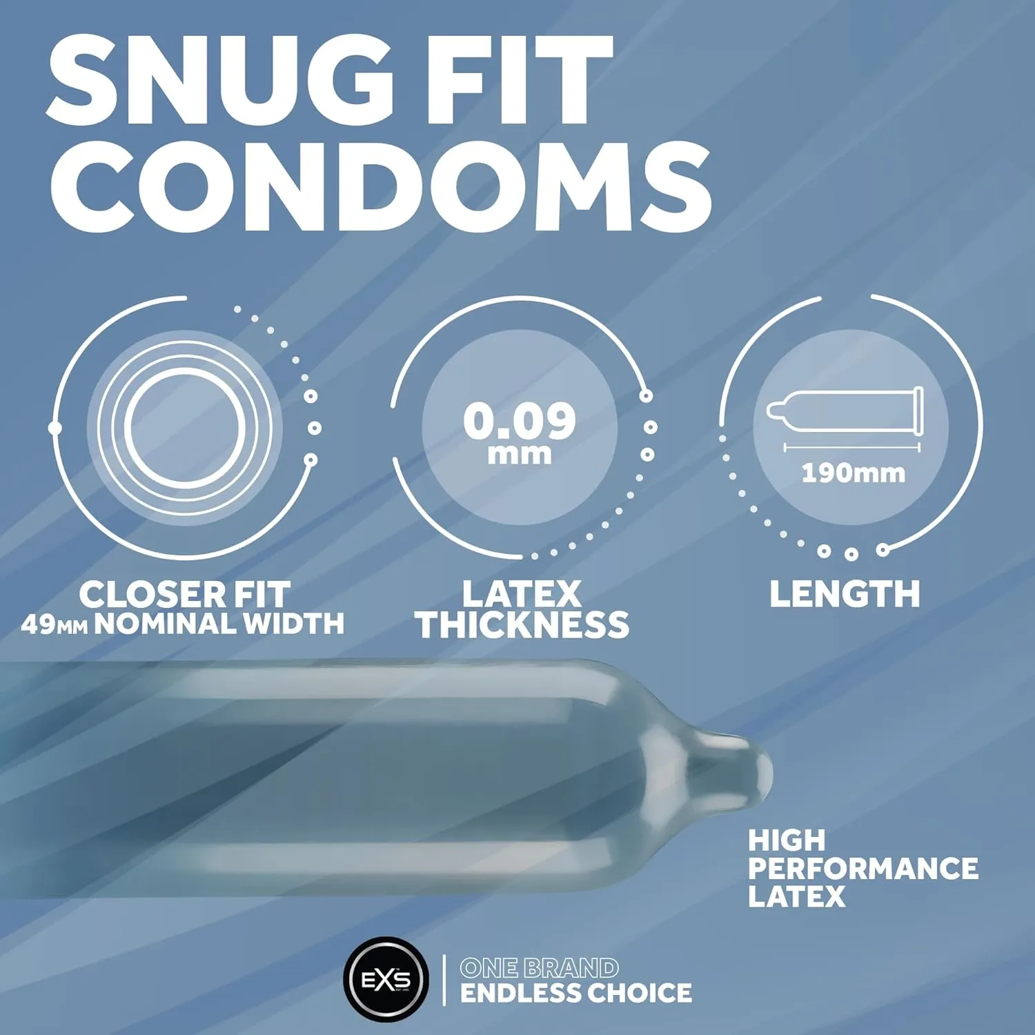 EXS Snug Fit 49 mm préservatifs étroits x12 latex