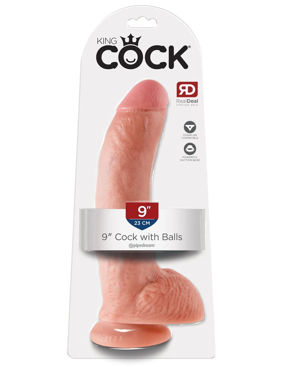 King Cock 9" gode réaliste testicules chair