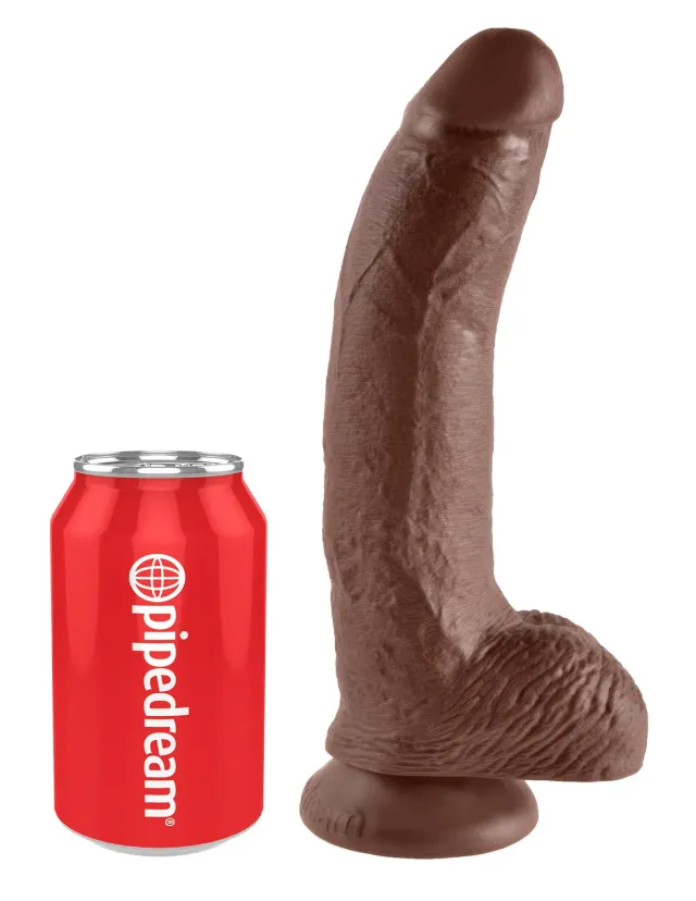 King Cock 9" Cock with Balls gode marron réaliste