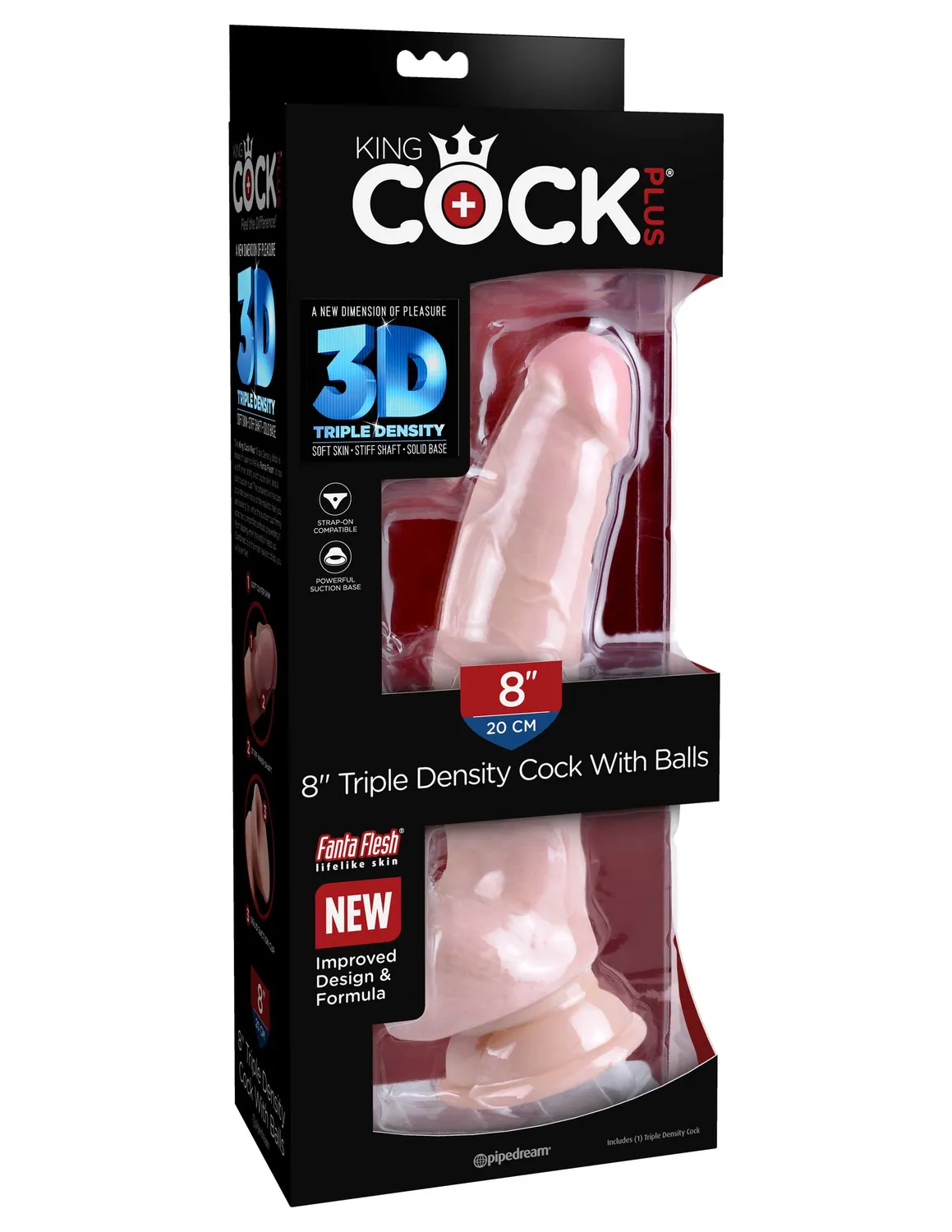 King Cock Plus 8" gode triple densite clair