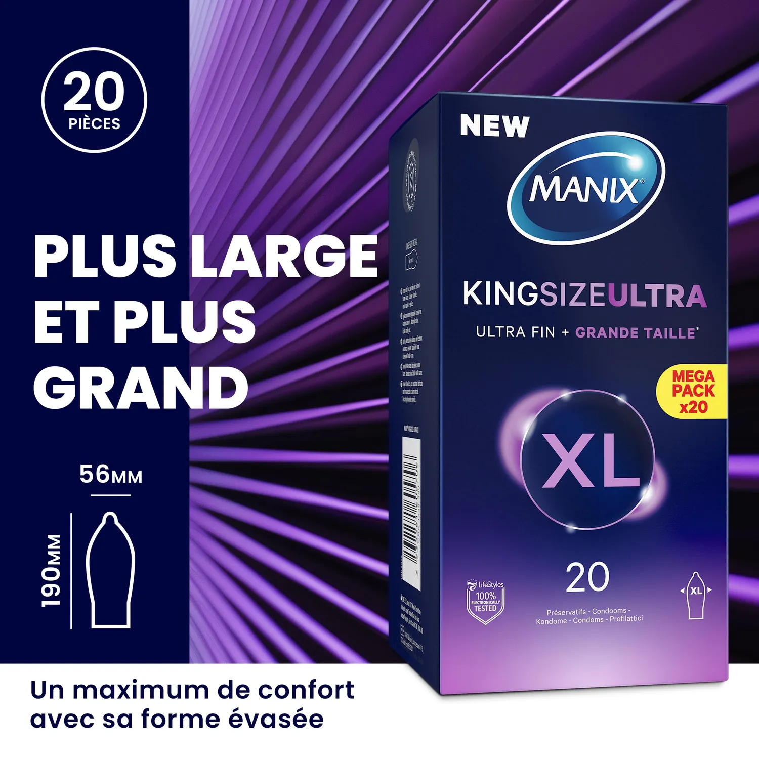 Manix King Size Ultra préservatifs x20 XL ultra-fin
