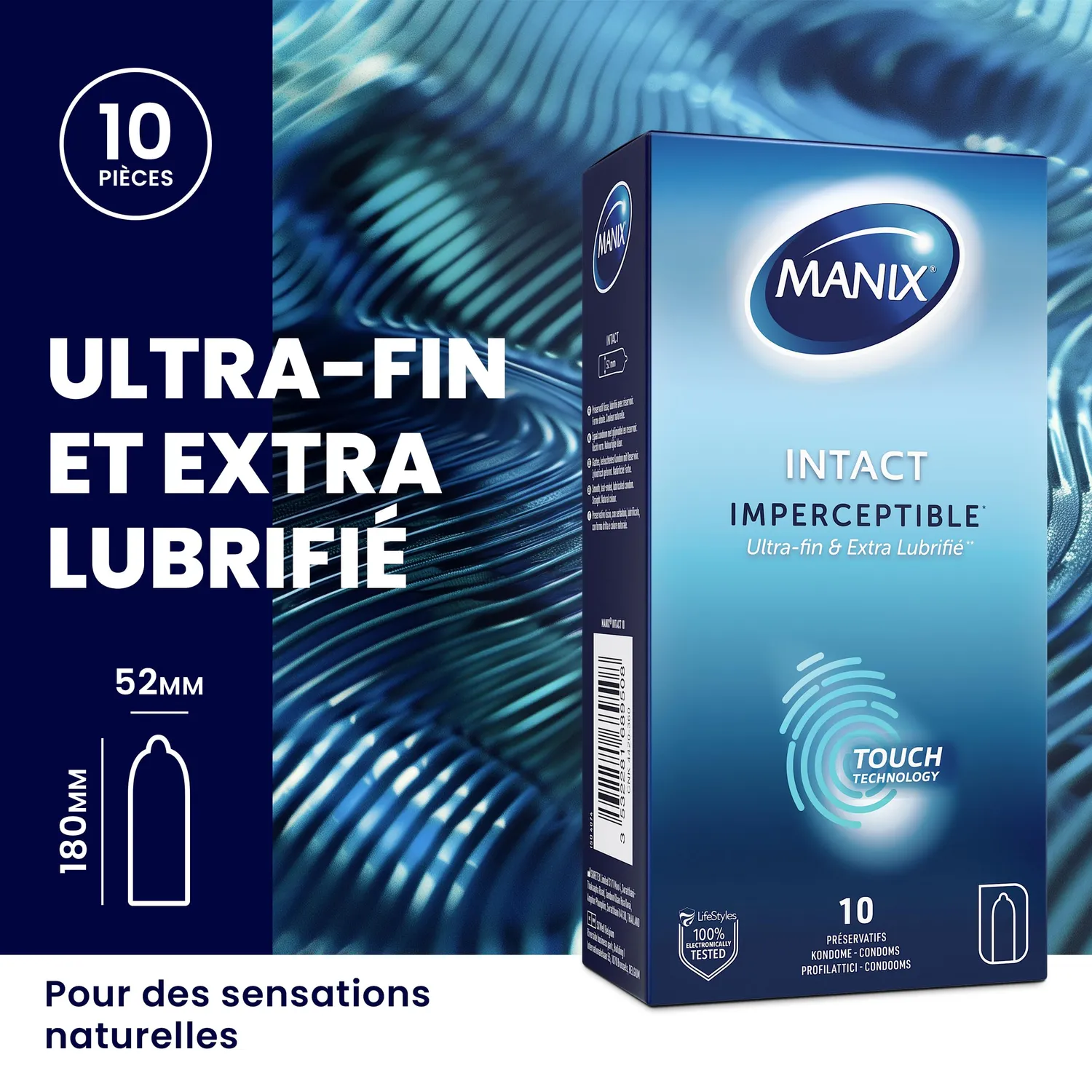 Manix Intact préservatifs latex extra-fins x10